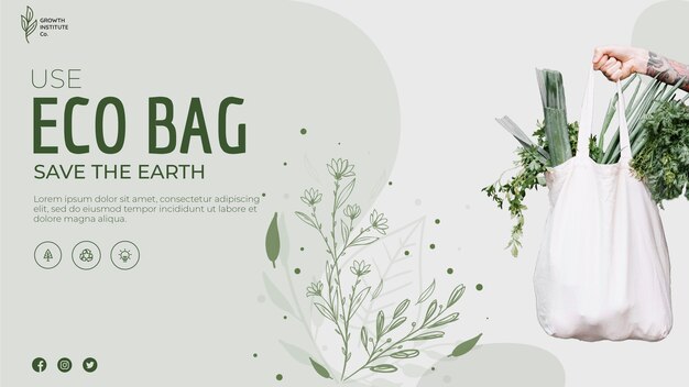 Bolsa ecológica para verduras y pancarta de compras