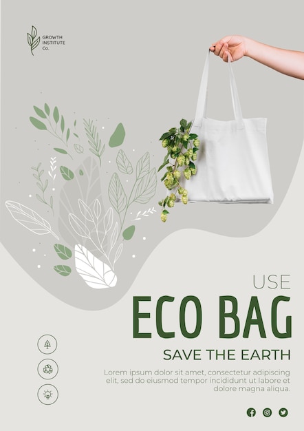 Bolsa ecológica para verduras y póster de compras