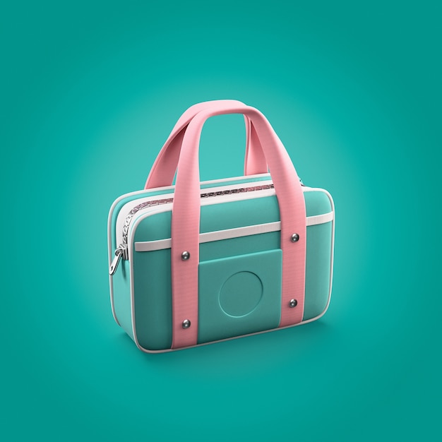 Bolsa verde con correas rosas