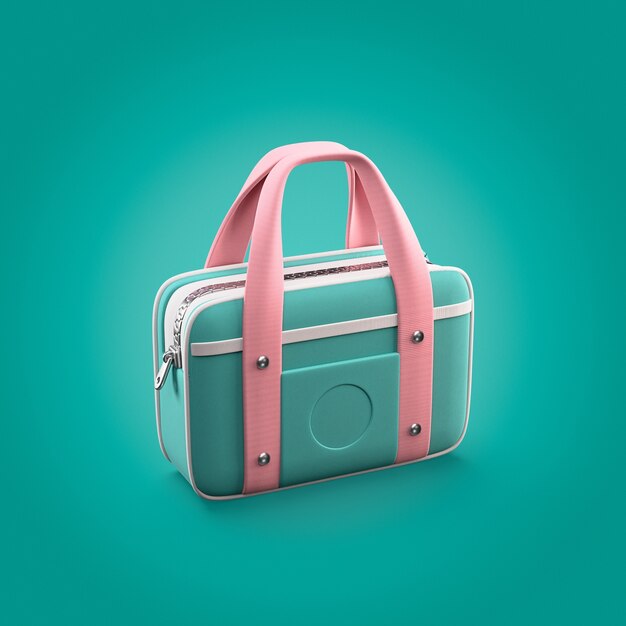 Bolsa verde con correas rosas