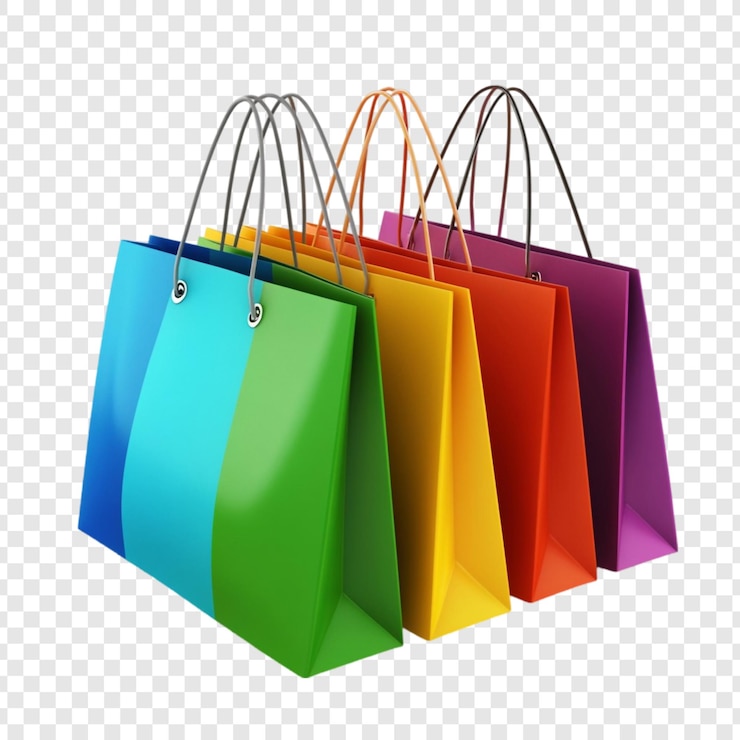 PSD gratuito bolsas de compras coloridas terapia de venta al por menor feliz compras emocionantes