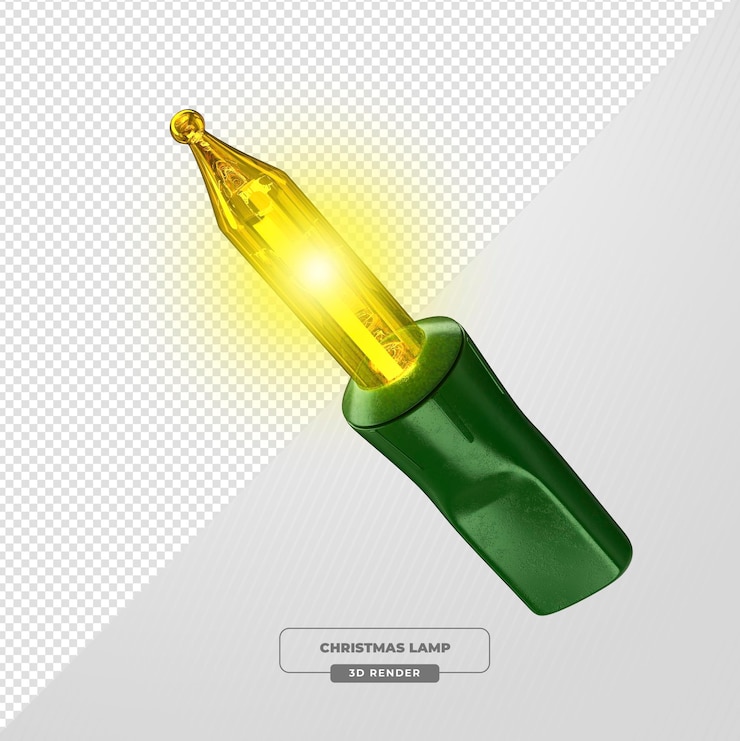 PSD gratuito bombilla de navidad amarilla con base verde en renderización 3d