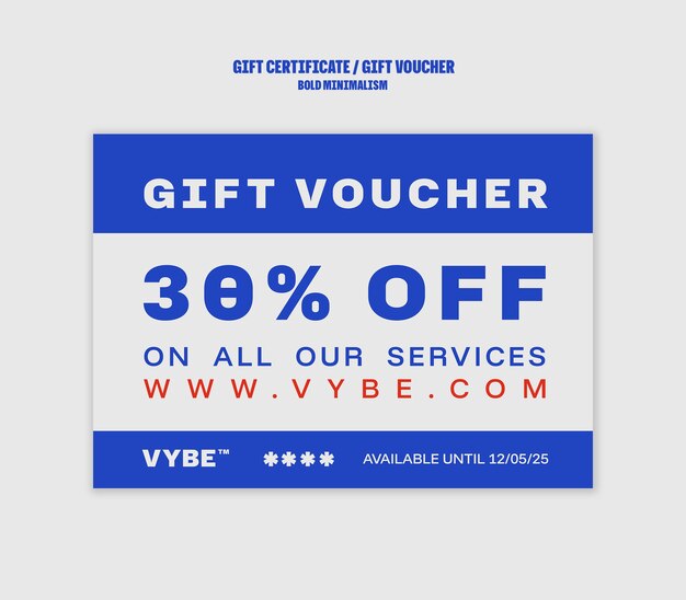 Bono de regalo para un 30% de descuento en los servicios
