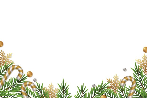 Borde navideño dorado con adornos.