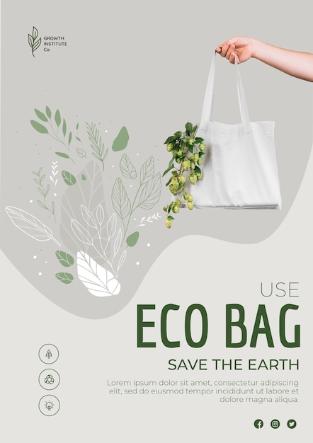 Borsa ecologica per verdure e poster dello shopping