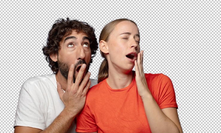 PSD gratuito bostezando perezosamente temprano en la mañana despertando y mirando somnoliento cansado y aburrido