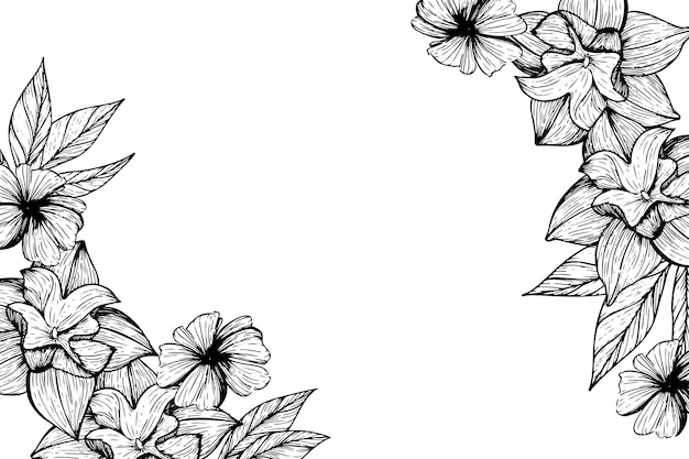 Gratis PSD botanische bloemen grens illustratie