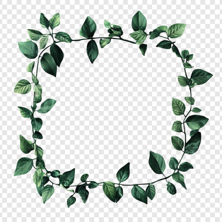 Gratis PSD botanische illustratie met vierkante groene bladramen