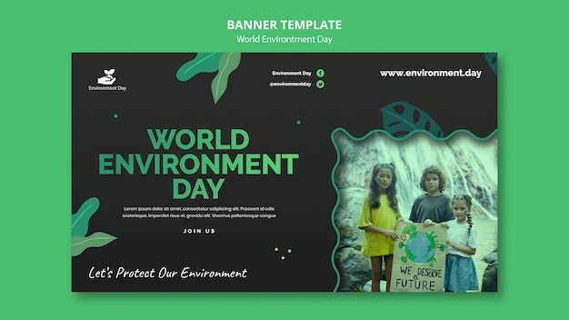 Gratis PSD botanische wereld milieu dag horizontale banner