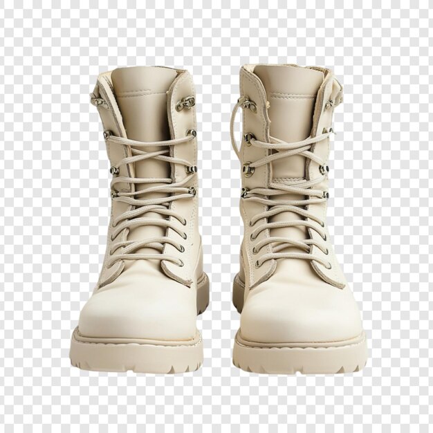 Botas con cordones de color crema Calzado elegante y duradero