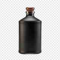 PSD gratuito botella cubierta de cuero negro aislada sobre un fondo transparente