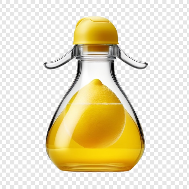 Botella exprimidora de jugo de limón aislada sobre fondo transparente
