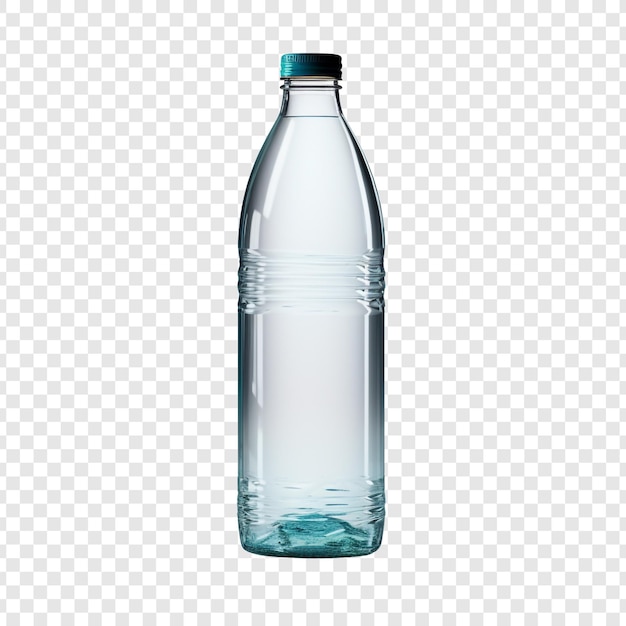 Botella de plástico aislada sobre un fondo transparente