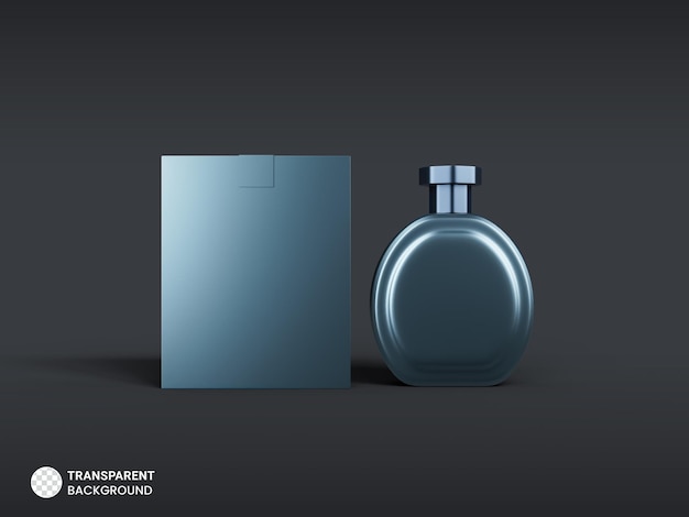 Botella de spray de perfume de lujo con icono de caja aislado 3d render ilustración