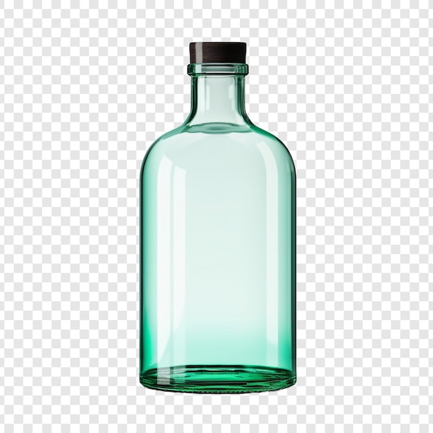 Botella de vidrio de farmacia aislada sobre un fondo transparente
