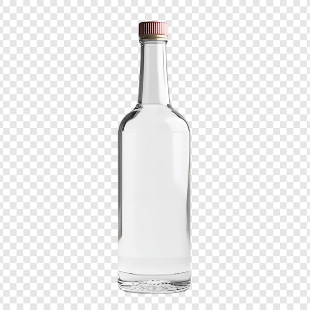 Botella de vidrio transparente con tapa roja Diseño elegante Pureza simple