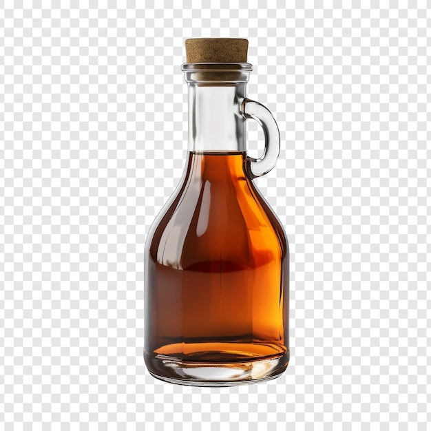Botella de vinagre aislada sobre un fondo transparente
