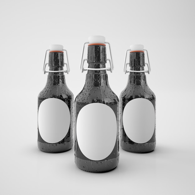 Botellas con etiqueta en blanco