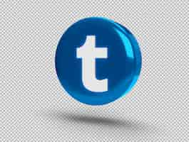 PSD gratuito botón redondo 3d brillante realista con icono de tumblr