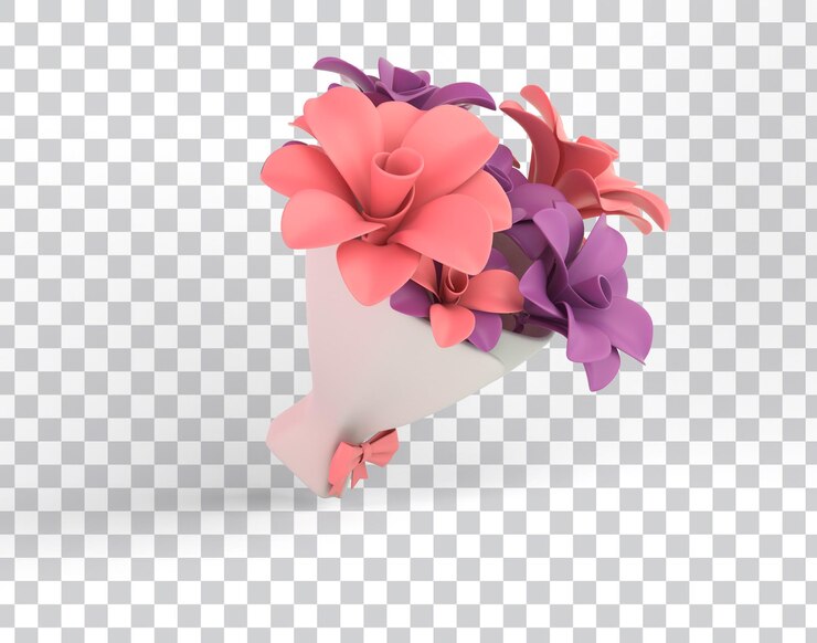 PSD gratuito bouquet di fiori del fumetto sul lato sinistro