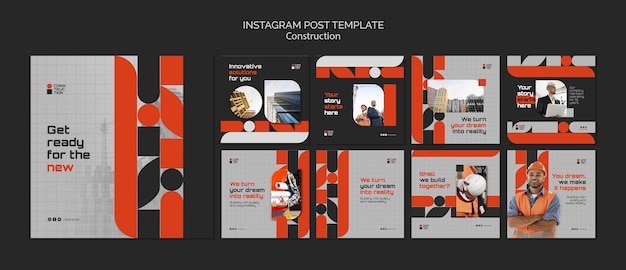 Gratis PSD bouwproject instagram posts