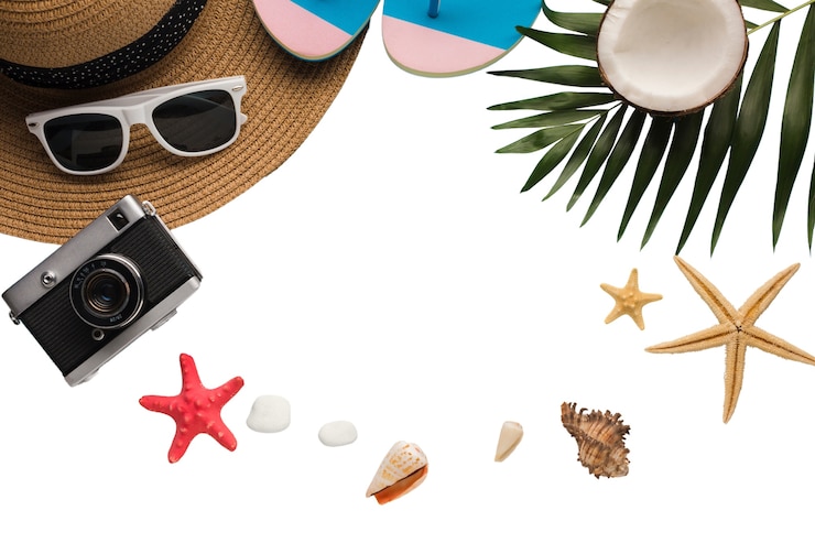 Gratis PSD bovenbeeld van de geïsoleerde stranddecoratie