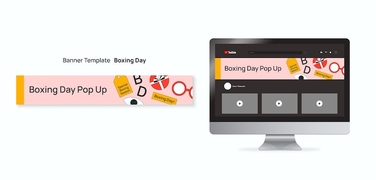 PSD Gratis boxing day celebration  youtube banner template