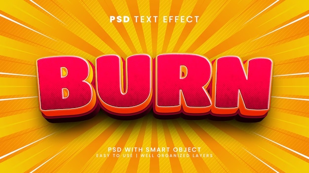 Brand 3d bewerkbaar teksteffect met vuur en superheld tekststijl Premium Psd