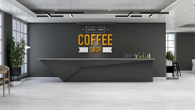 Branding kleurrijke logo mockup in koffie café winkel restaurant