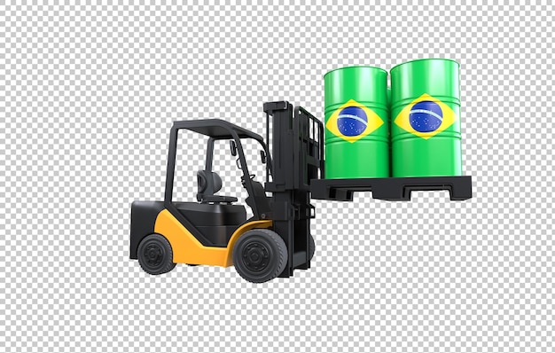 Gratis PSD brandstoftank voor vorkheftrucks met de vlag van brazilië op transparante achtergrond