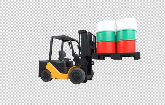 Brandstoftank voor vorkheftrucks met de vlag van Bulgarije op transparante achtergrond