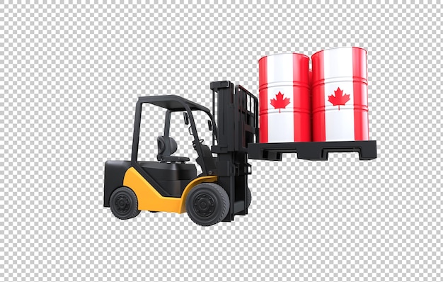 Brandstoftank voor vorkheftrucks met de vlag van Canada op transparante achtergrond