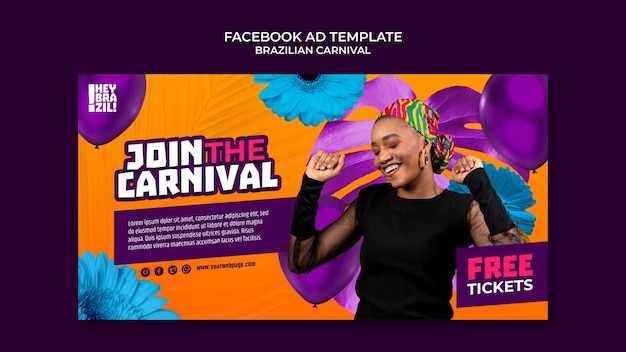 Gratis PSD braziliaans carnaval facebook-sjabloon