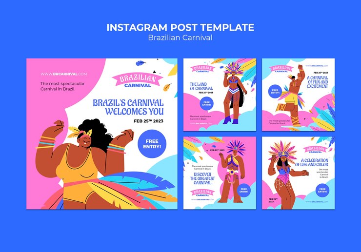 Gratis PSD braziliaans carnaval instagram-berichtensjabloon