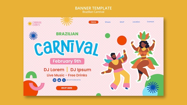 Gratis PSD braziliaans carnaval sjabloonontwerp