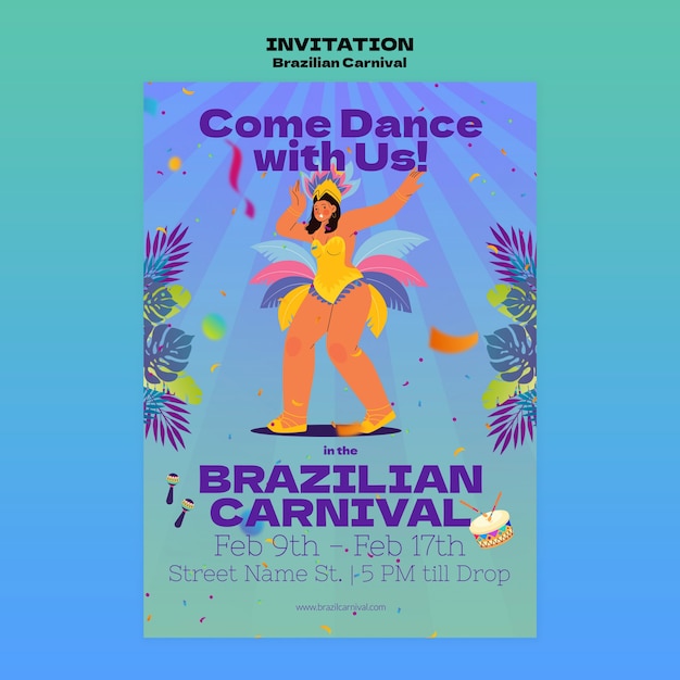 Gratis PSD braziliaans carnaval sjabloonontwerp