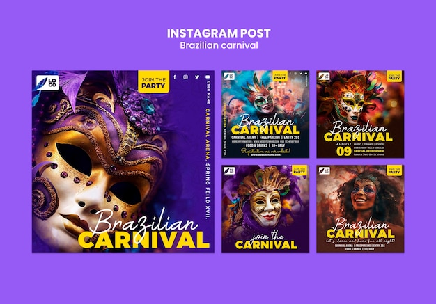 Gratis PSD braziliaans carnaval sjabloonontwerp