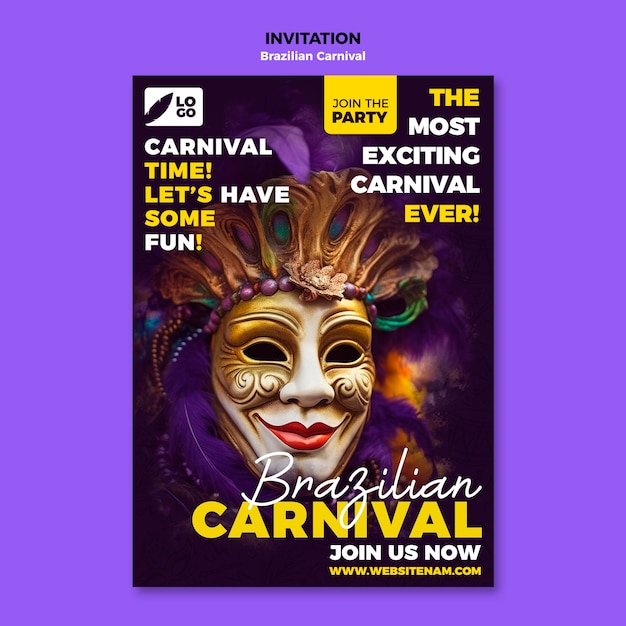 Gratis PSD braziliaans carnaval sjabloonontwerp