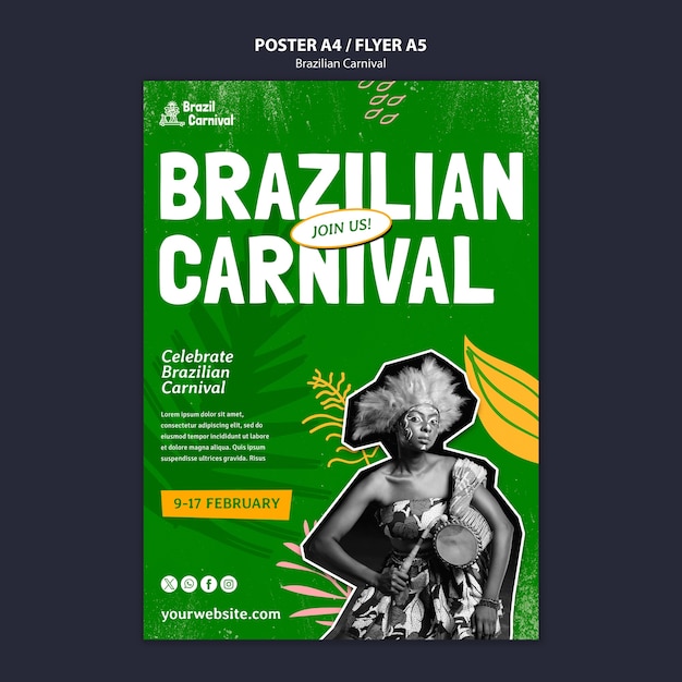 Braziliaans carnaval sjabloonontwerp