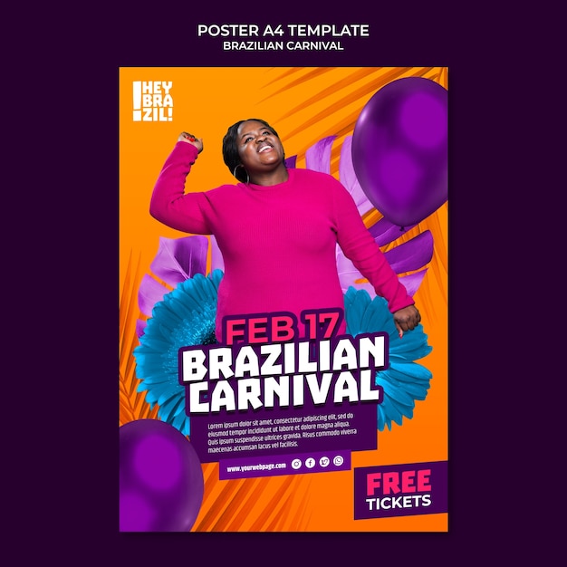 Gratis PSD braziliaanse carnaval poster sjabloon