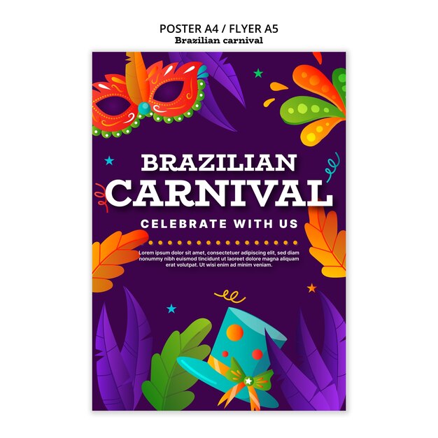Braziliaanse carnavalsposter sjabloon