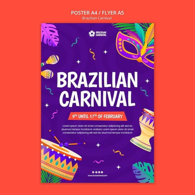 Gratis PSD braziliaanse carnavalsposter