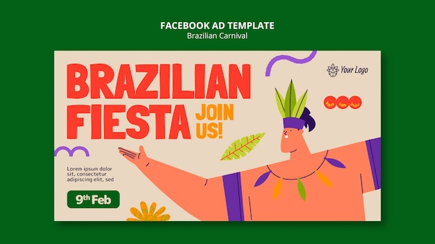 Gratis PSD braziliaanse carnavalsviering facebook sjabloon