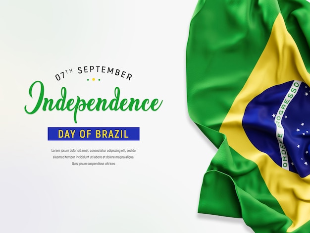 Gratis PSD brazilië onafhankelijkheidsdag banner sjabloon met vlag achtergrond