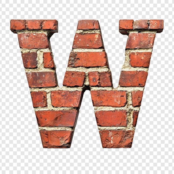 PSD Gratis brick letter w a rustic alphabet