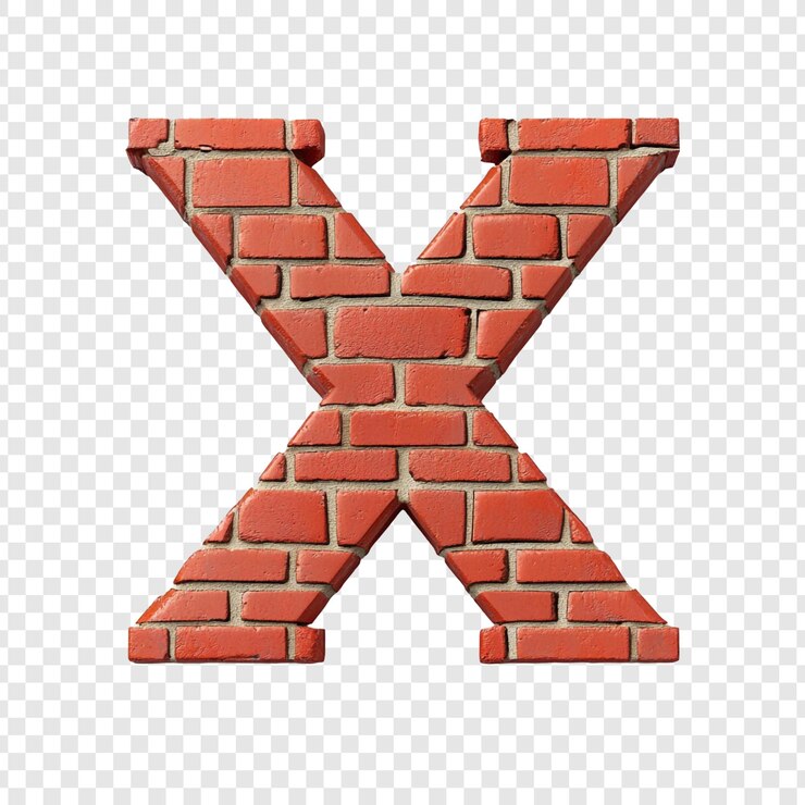 PSD Gratis brick letter x red brick wall alphabet