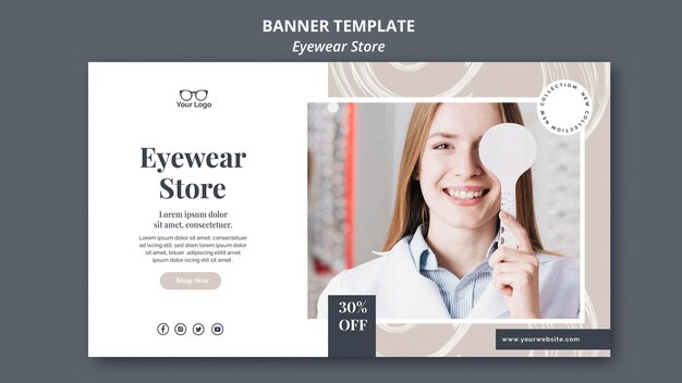 Brillen winkel banner sjabloon stijl