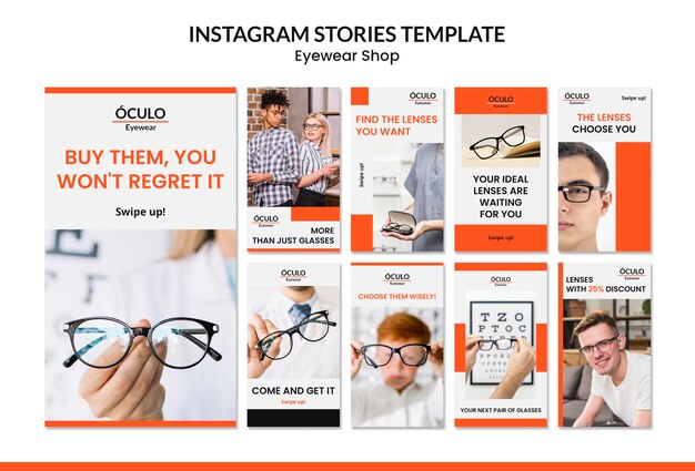 Brillen winkel concept instagram verhalen sjabloon