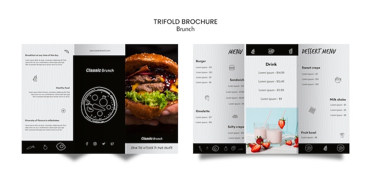 PSD gratuito brochure a tre ante concetto brunch