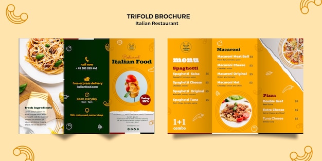 Brochure a tre ante ristorante italiano
